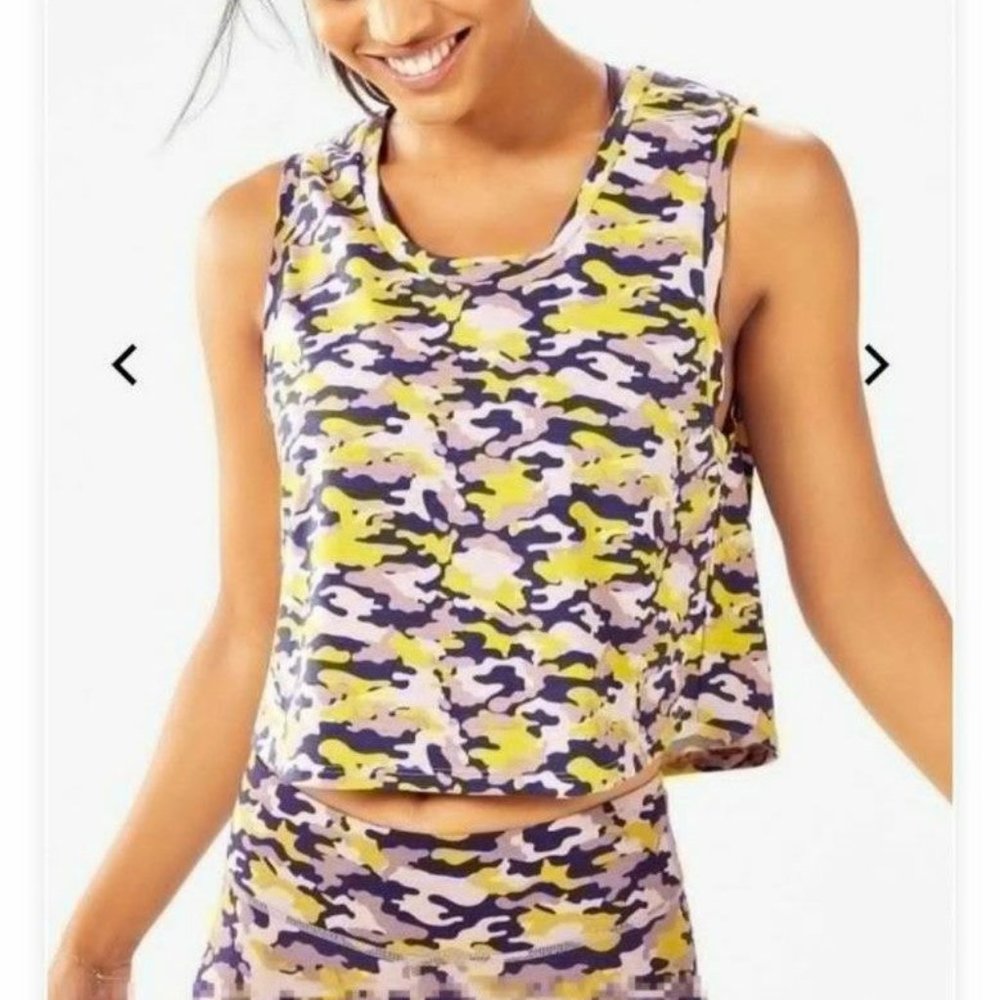 Fabletics Janice Crop Tank Camo Large